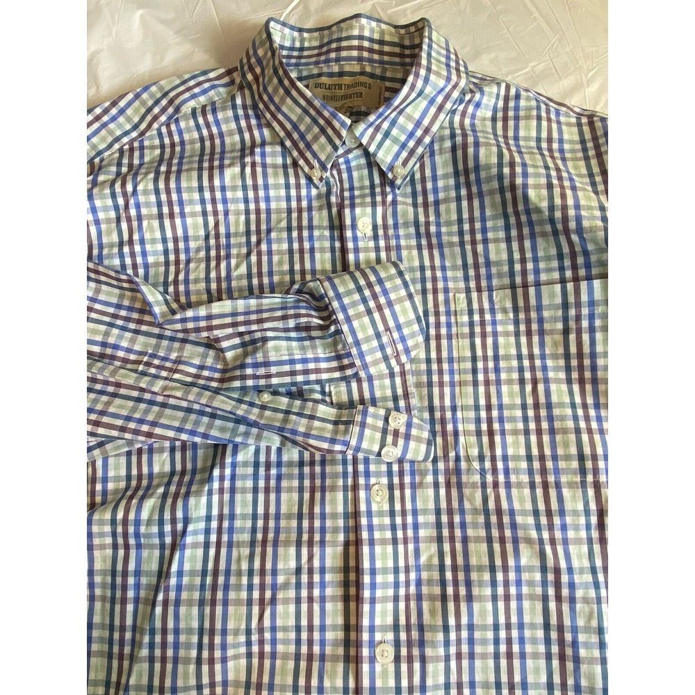 Men's Duluth Trading Co Wrinklefighter Relaxed Fit Multicolor Plaid -Size XL